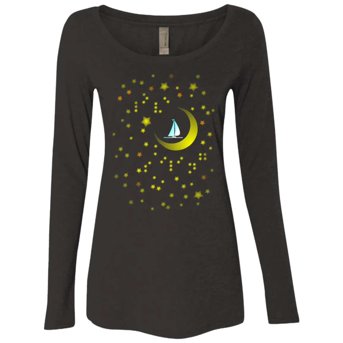 Moon Sailing on NL6731 Next Level Ladies' Triblend LS Scoop