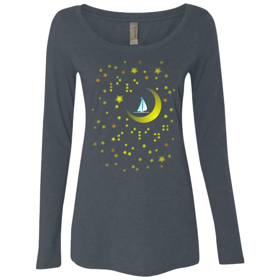 Moon Sailing on NL6731 Next Level Ladies' Triblend LS Scoop