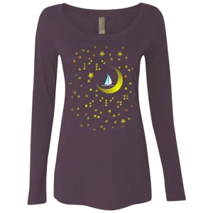 Moon Sailing on NL6731 Next Level Ladies' Triblend LS Scoop