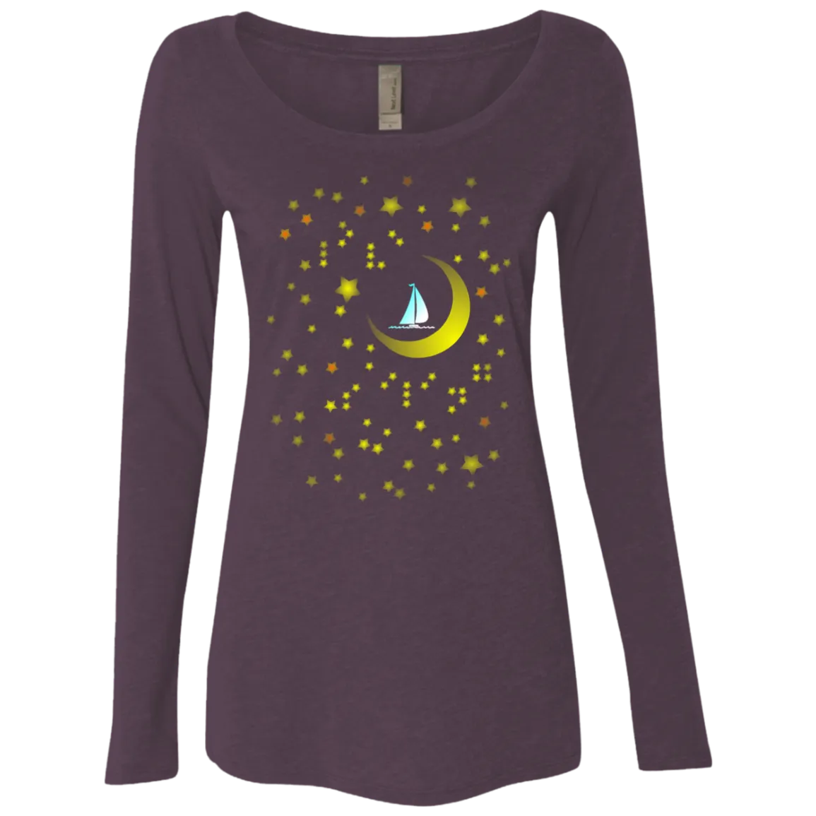 Moon Sailing on NL6731 Next Level Ladies' Triblend LS Scoop