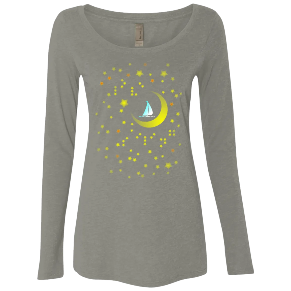 Moon Sailing on NL6731 Next Level Ladies' Triblend LS Scoop