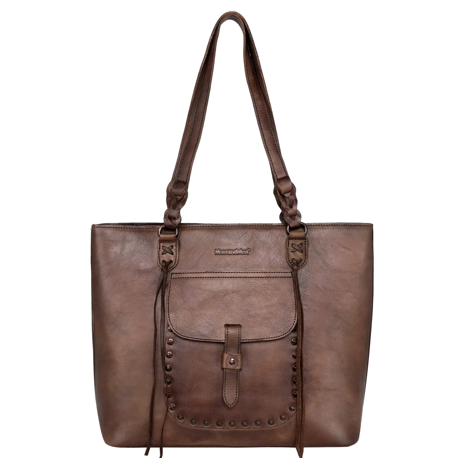 MWG02-G9068 Montana West Genuine Leather Collection Concealed Carry Tote