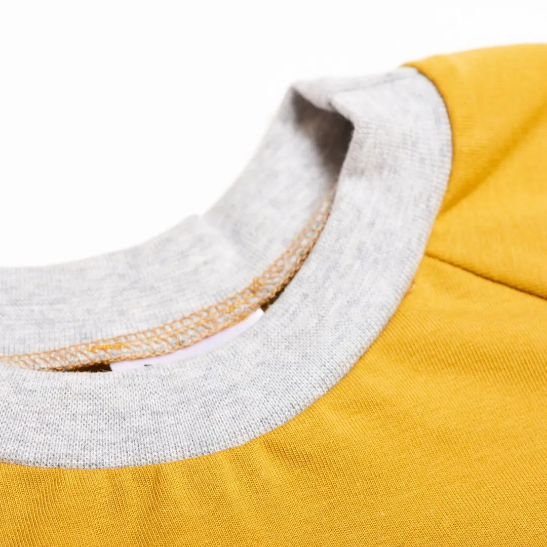 Organic cotton boys t-shirt "Ochre|Grey" made from 95% organic cotton and 5% elasthane