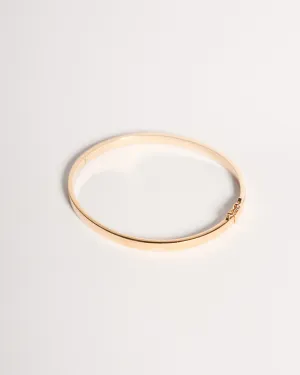 Oval Bangle with Safety Clasp, Solid 14k Gold