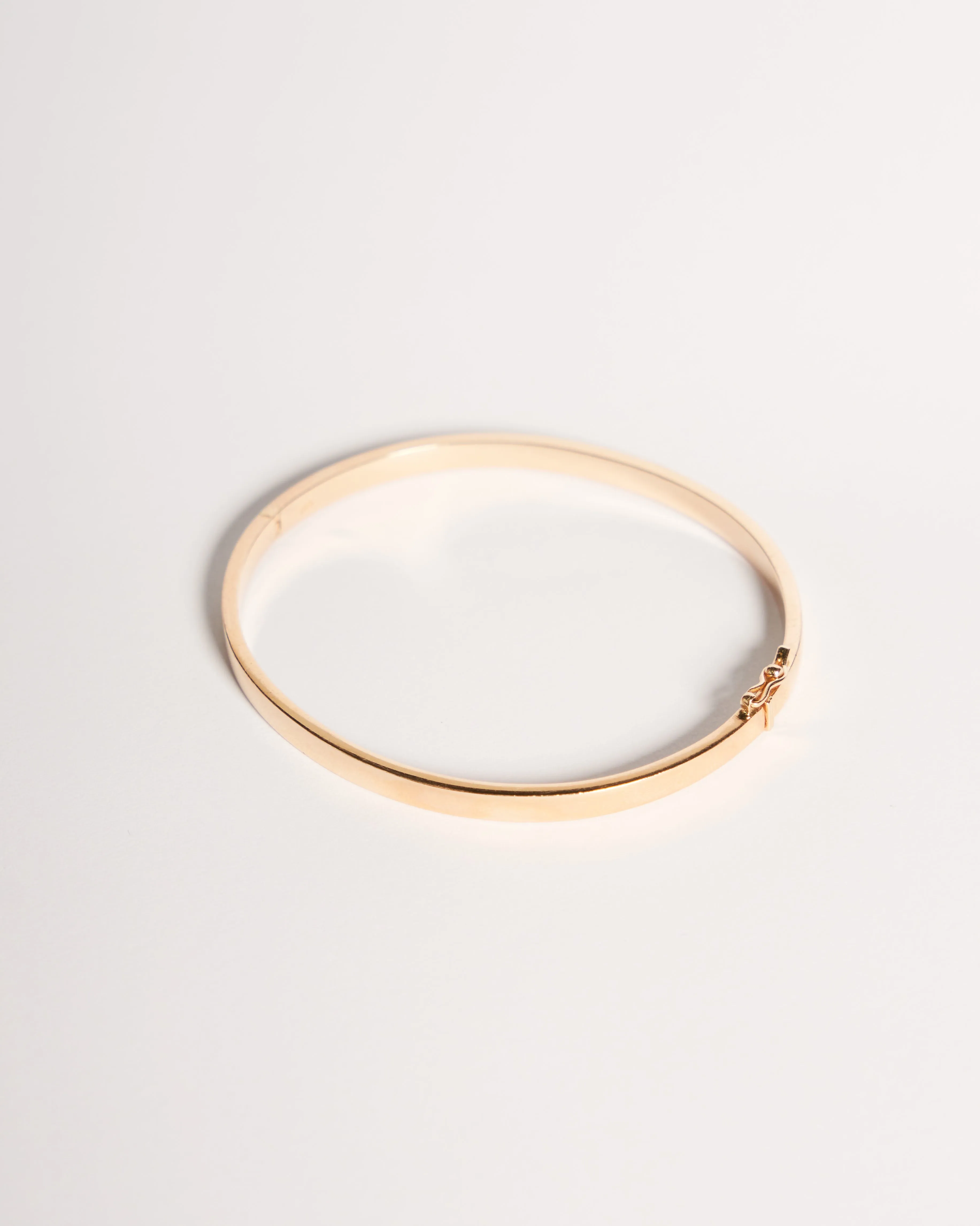 Oval Bangle with Safety Clasp, Solid 14k Gold