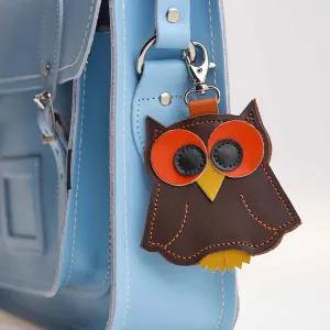 Owl bag charm - Dark Brown