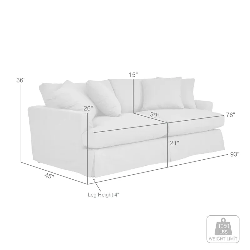 Peyton Slate Slipcover Sofa with Performance Fabric 92"