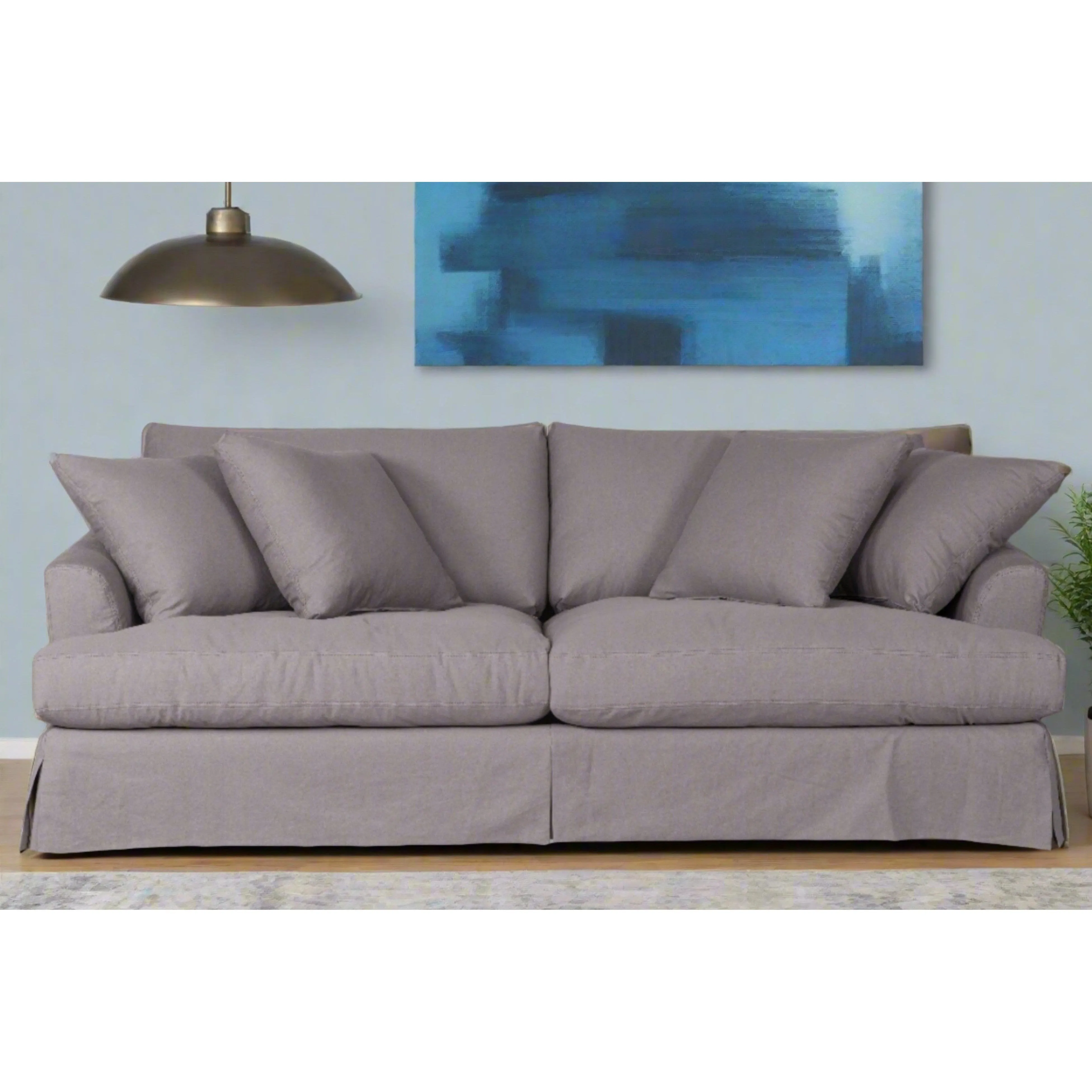 Peyton Slate Slipcover Sofa with Performance Fabric 92"