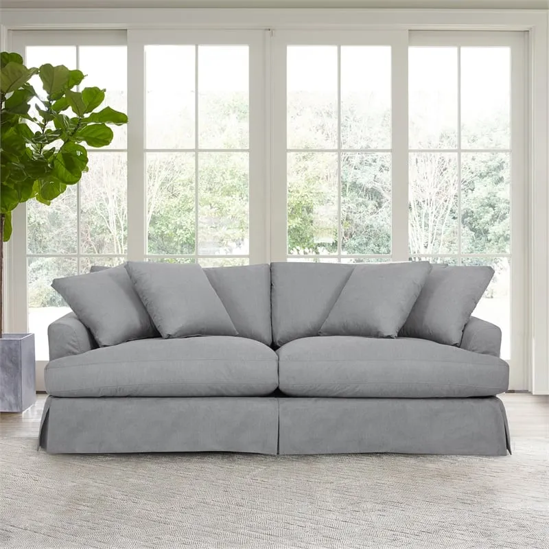 Peyton Slate Slipcover Sofa with Performance Fabric 92"