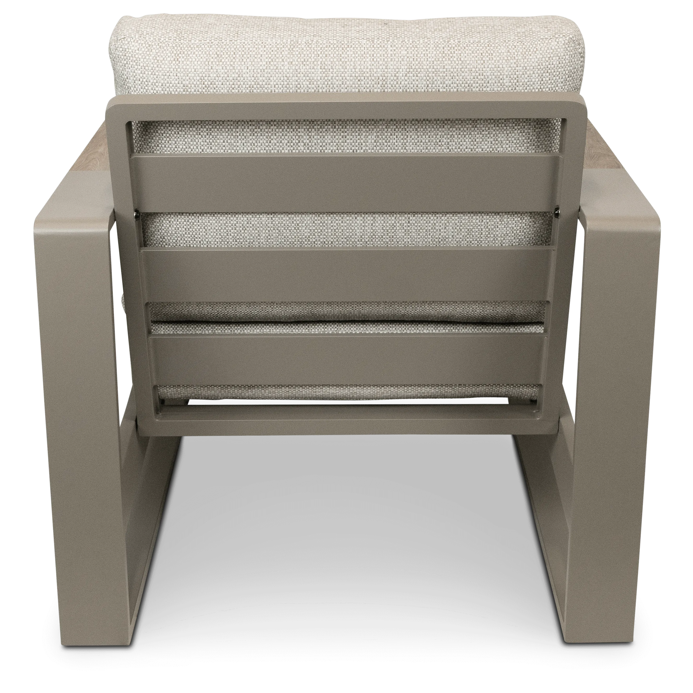 Positano Armchair in Taupe, Polywood Inset with Latte Check Spun Polyester Cushions