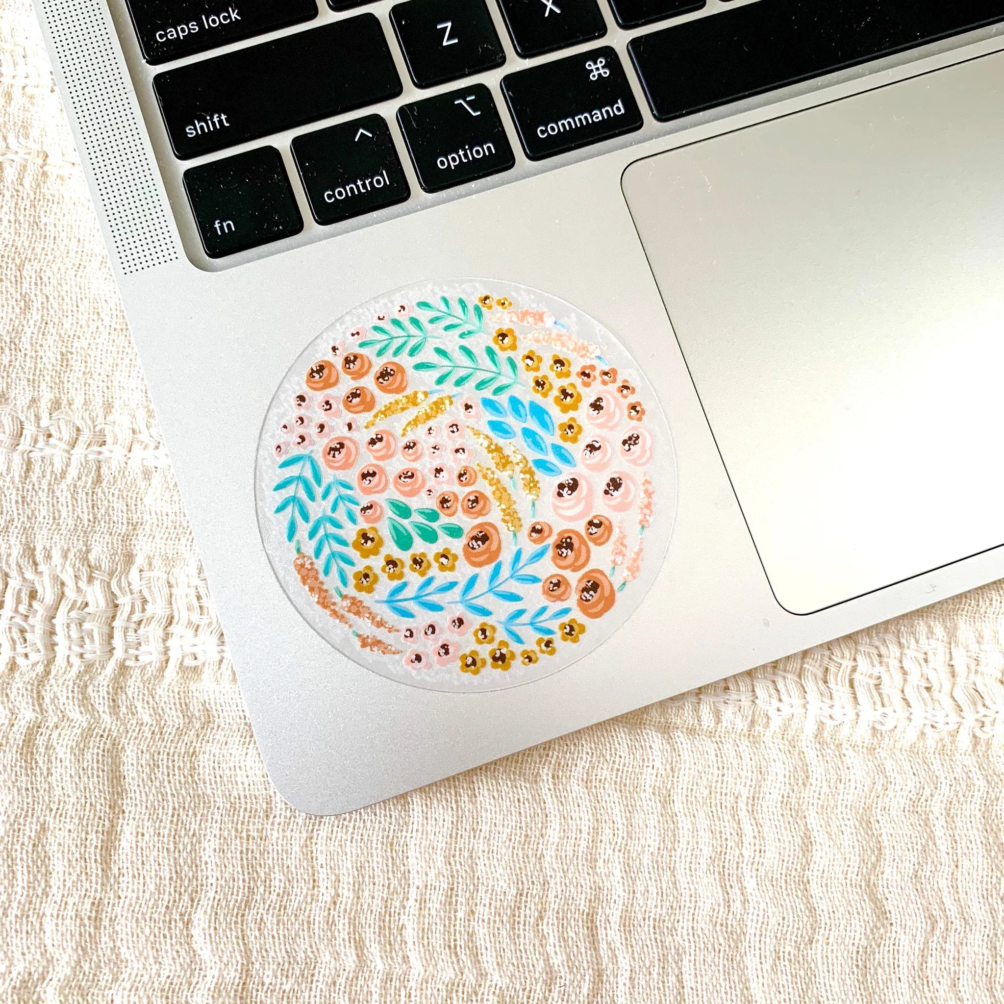 ROUND WILDFLOWERS DIE CUT STICKER (CLEAR)