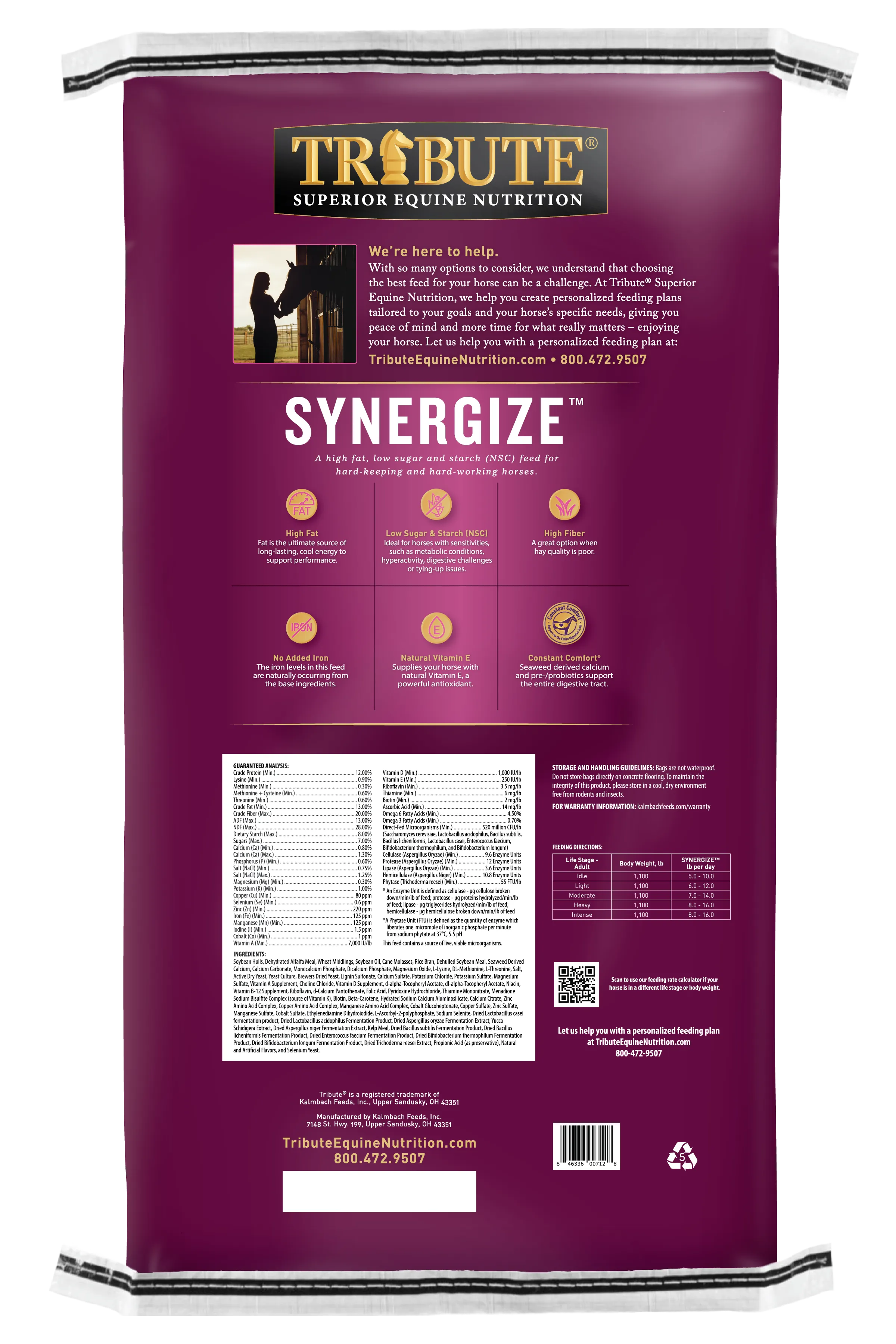 Synergize™, Low NSC, High Fat Pelleted Horse Feed