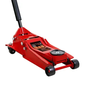 TMG Industrial 4 Ton Low Profile Floor Jack, 20” Max. Height, 4” Ground Clearance, 360° Caster Pivot, TMG-AJF04L