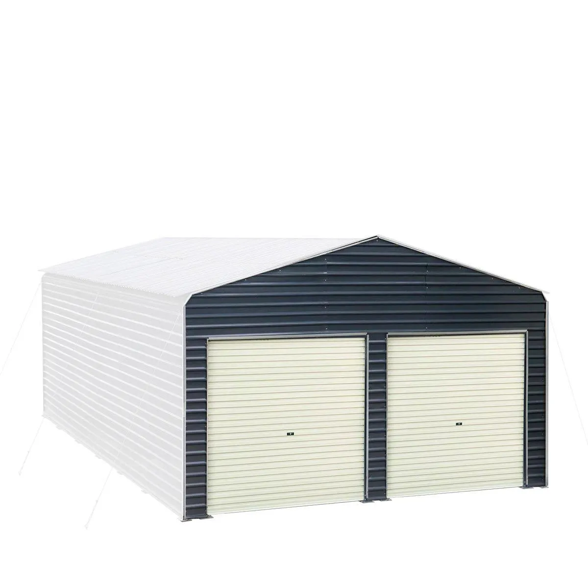 TMG Industrial Metal Shed Carport Add-On Package Kit For TMG-MSC2020F And TMG-MSC2030F , Front Wall w/Roll Up Doors & Back Wall, TMG-MSC20-RD12