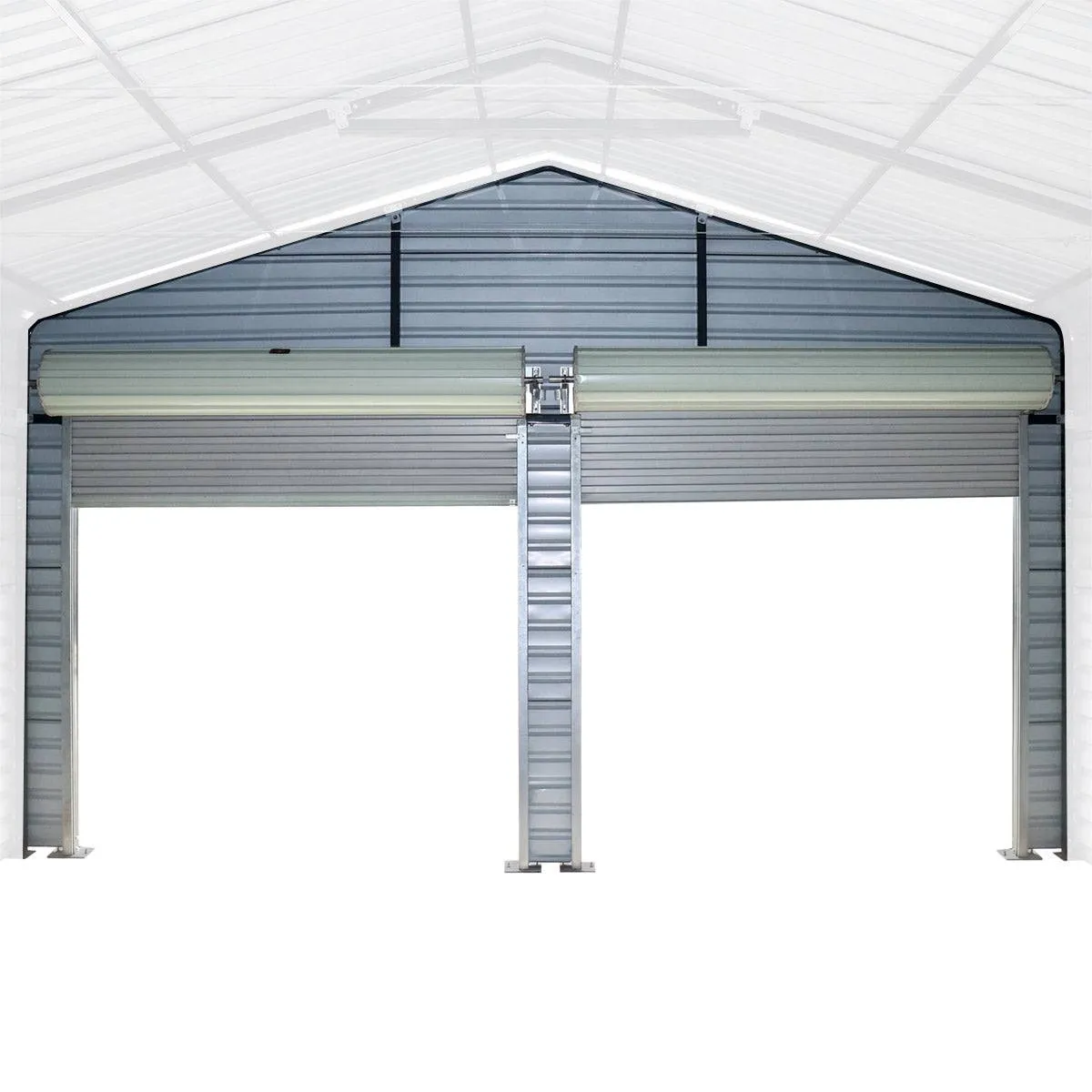 TMG Industrial Metal Shed Carport Add-On Package Kit For TMG-MSC2020F And TMG-MSC2030F , Front Wall w/Roll Up Doors & Back Wall, TMG-MSC20-RD12