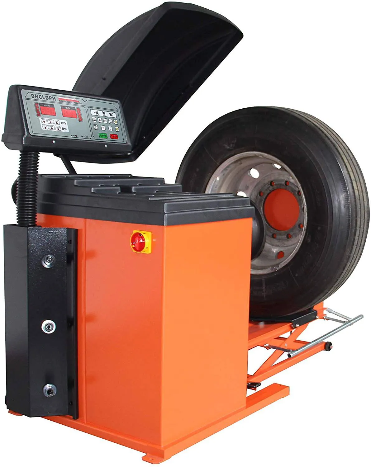 TMG Industrial Truck Wheel Balancer, Self-Calibrating, Air Powered Lift, 13”-24” Rim, Computerized, 220 RPM,  /- 1 g of Accuracy, TMG-TWB24