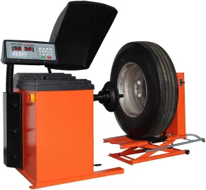 TMG Industrial Truck Wheel Balancer, Self-Calibrating, Air Powered Lift, 13”-24” Rim, Computerized, 220 RPM,  /- 1 g of Accuracy, TMG-TWB24