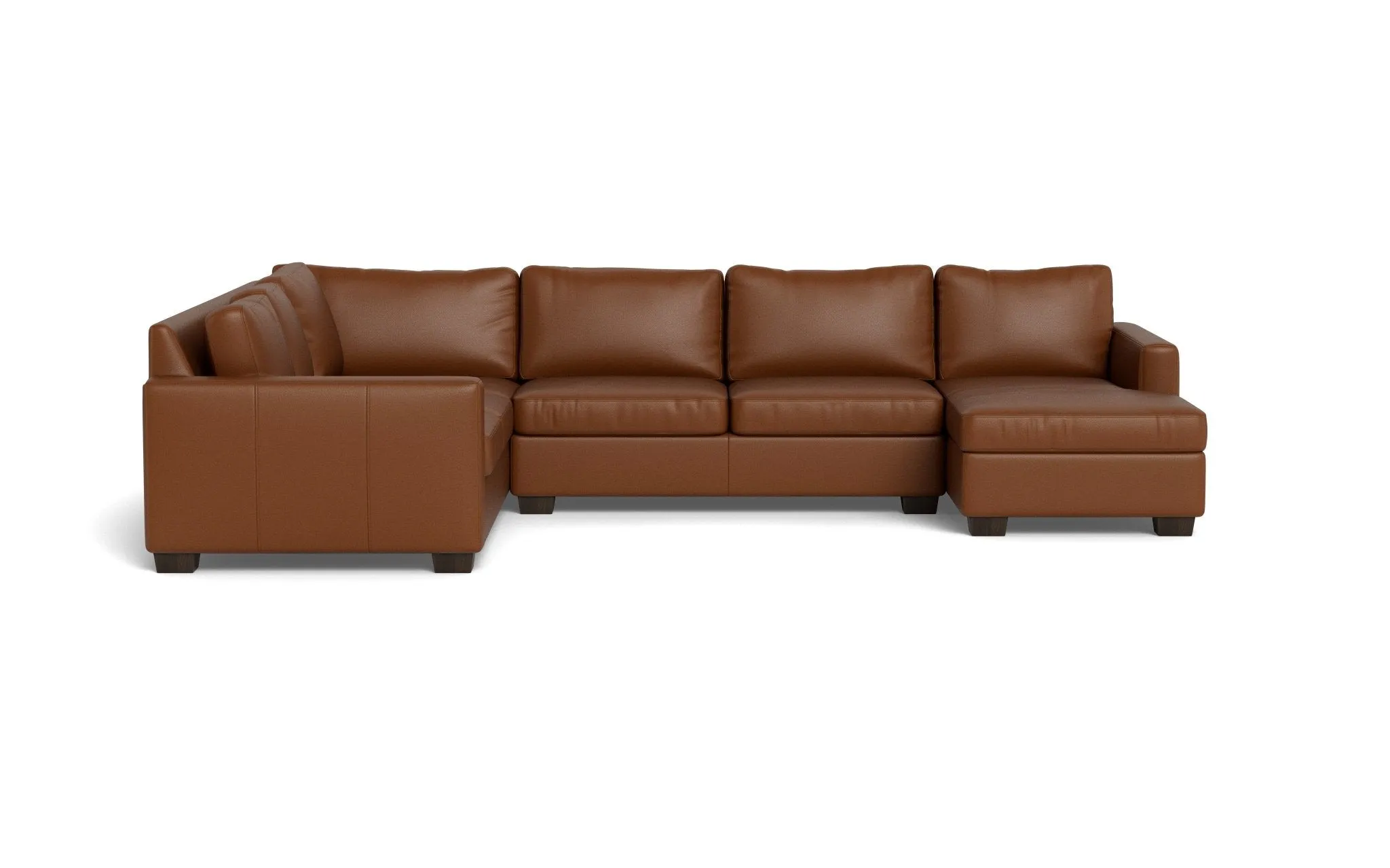 Track Leather Corner Sectionals w. Right Chaise