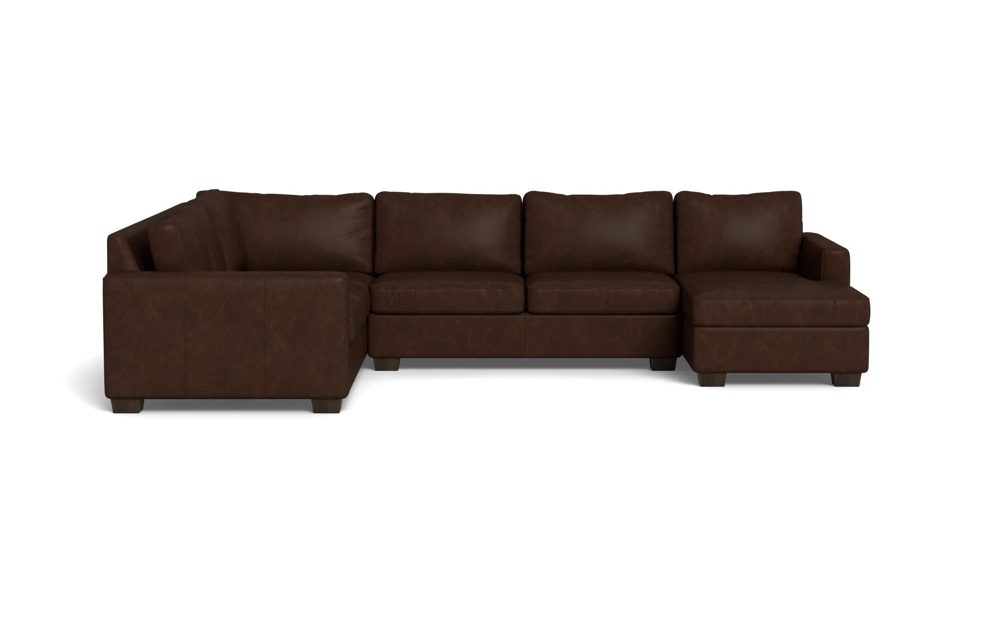 Track Leather Corner Sectionals w. Right Chaise