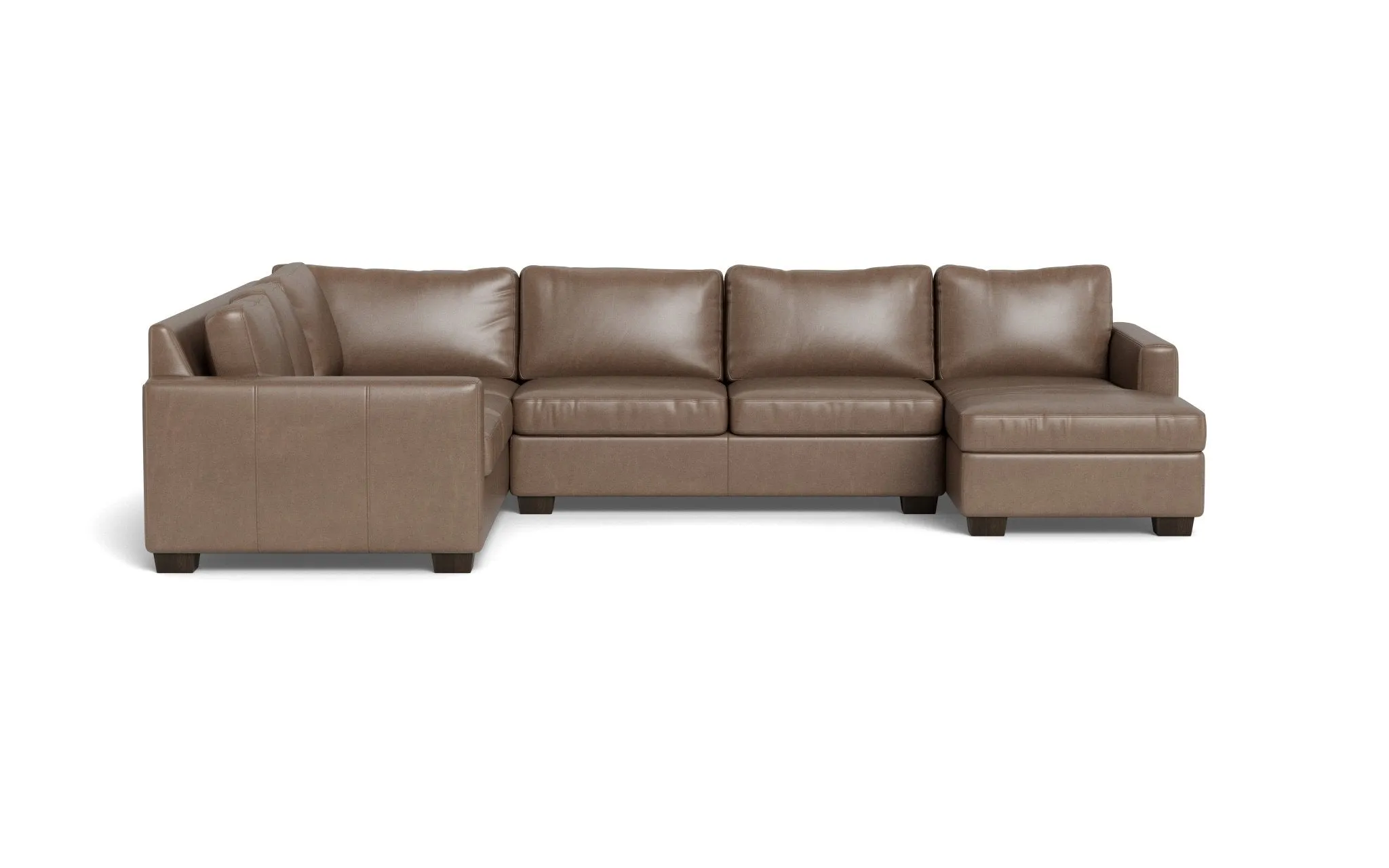 Track Leather Corner Sectionals w. Right Chaise