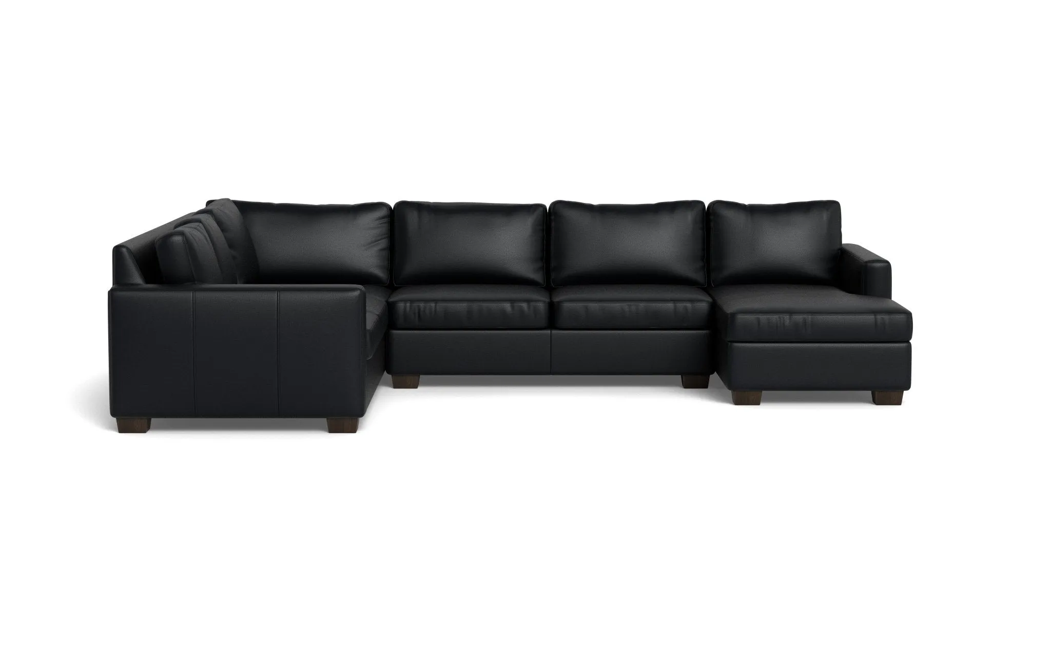 Track Leather Corner Sectionals w. Right Chaise